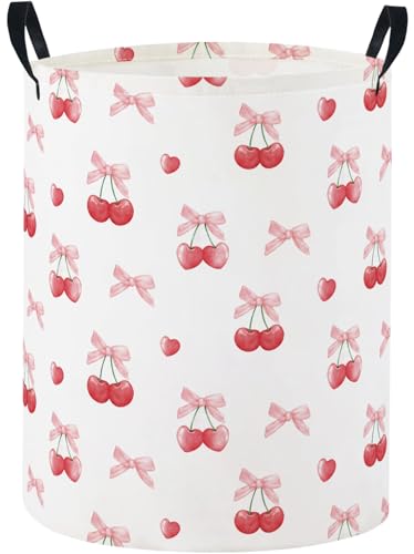 Baby Laundry Basket Baby Nursery Hamper Kids Laundry Basket Toy Storage Bin for Boys Room Decor Gift Baskets for Bedroom Bathroom(Cherry) - color: Cherry