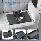 Couch Arm Cup Holder CLESOO Couch Arm Tray Anti-Slip Couch Cup Holder Silicone Sofa Armrest Tray Dual Side Pocket Couch Drink Holder Sofa Caddy Arm Remote Holder Snack Caddy with Phone Holder Black - color: Black