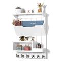 Key Holder for Wall, Mail Organizer Wall Mounted, Mail and Key Holder with 6 Key Hooks for Home Decor, Pine Wood White