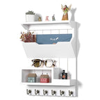 Key Holder for Wall, Mail Organizer Wall Mounted, Mail and Key Holder with 6 Key Hooks for Home Decor, Pine Wood White