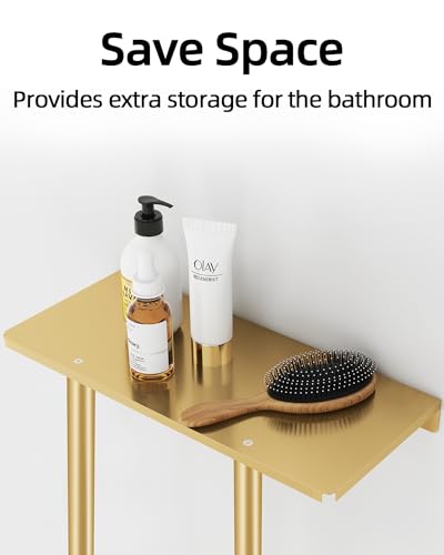 STWWO Bathroom Towel Storage Rack for Bathroom, 30 inch Towel Racks Wall Mounted with Shelf Can Holds 6 Large Towels, Wall Towel Rack for Rolled Towels, Gold - color: Gold, size: 30 IN