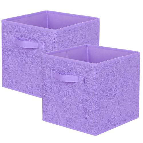 ShellKingdom Storage Bins, Foldable Fabric Storage Cubes with 3D Embossed Rose Pattern, Cloth Organizer Drawer For Closet And Toys, 10.5 X 10.5 X 11 inch, 2 Pack (Lavender) - color: Lavender
