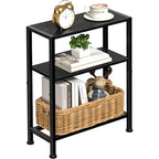 Narrow Side Table for Small Space, 2-Tier Small End Table with Shelf Holder, Slim Nightstand, Skinny Snack Couch Table in Living Room, Bedroom, Study, Kitchen and Balcony (Black) - color: Black