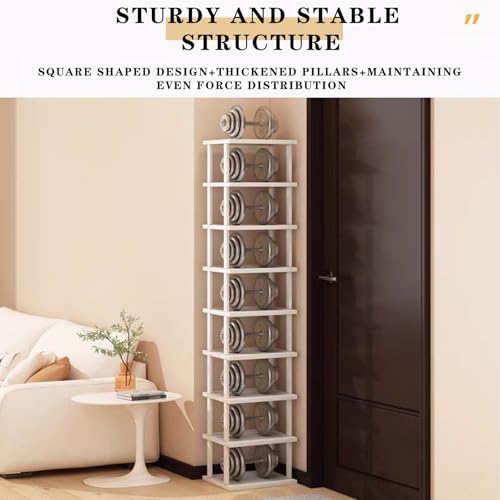 SAN HE Bamboo Shoe Rack 17 Tier- Vertical Shoe Rack for Small Spaces, Tall Narrow Shoe Rack Organizer for Closet Entryway Corner Garage and Bedroom,Skinny Shoe Shelf with Free Stackable DIY - color: White, size: 17-tier