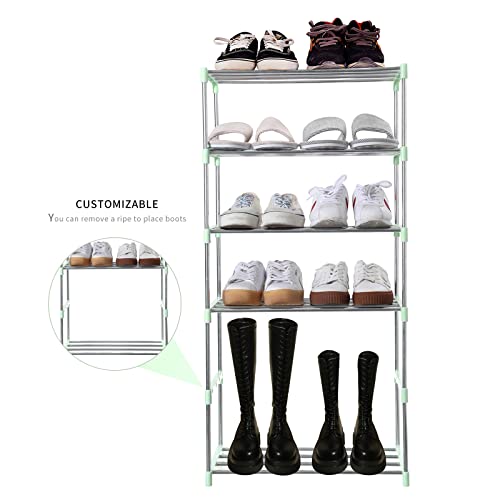 Jucaifu Stackable Small Shoe Rack, Entryway, Hallway and Closet Space Saving Storage and Organization (3-Tier, Green) - color: Green, size: 3-Tier
