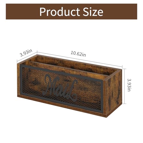 YINMIT Mail Organizer Countertop, Mail Holder with 2 Slots, Mail Holder for Desk, Desk Mail Organizer, Mail Basket for Wall Table Countertop, Envelope Holder for Home Office - color: Rustic Brown