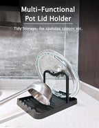 Anti-Rust Metal Spoon Rest with Lid Holder, Heat-Resistant Pot Lid Rest, Multifunctional Spatula Holder While Cooking for Stovetop and Kitchen Counter – Black - color: Black