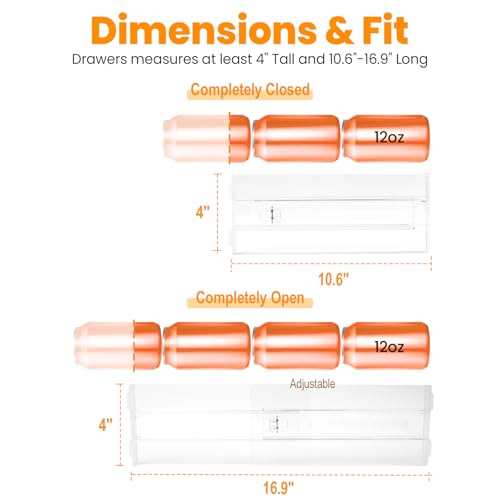 4 Pack Drawer Dividers for Clothes, 4" High 10.6"-16.9" Drawer Divider Adjustable Expandable Dresser Drawer Organizer, Clear Dresser Separators for Clothes, Underwear, Baby Clothes,Cosmetic,Toiletries - size: 4 Pack