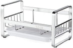 HULISEN Kitchen Sink Sponge Holder, 304 Stainless Steel Kitchen Soap Dispenser Caddy Organizer, Countertop Soap Dish Rack Drainer with Removable Drain Tray, not Including Dispenser and Brush - color: Silver, size: Medium