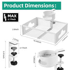 CABTE Desk Cup Holder with Drawer Organizer, Anti-Spill Clip-On Table Cup Hook with 360° Rotation Hidden Storage Box for Office Home Gaming Table (White) - color: White