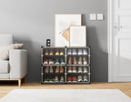 HOMIDEC Shoe Rack, 4 Tier Shoe Storage Cabinet 16 Pair Plastic Shoe Shelves Organizer for Closet Hallway Bedroom Entryway Black - color: Black, style: 2 by 4