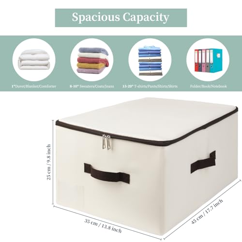 iwill CREATE PRO Pack of 3, Breathable Clothing Storage Bins with Lid, Rigid Storage Containers for Sweaters, Toys, Dolls,Blankets, Duvets, Coats, Jeans, Files in Bedroom, Office - color: Butter Yellow,3pcs
