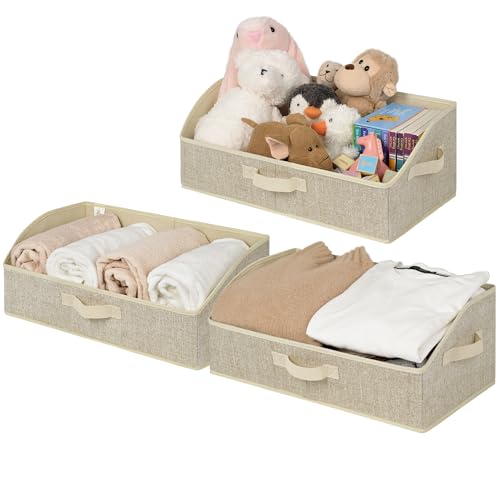 GRANNY SAYS Storage Baskets for Shelves, Closet Organizer Bin and Clothes Storage Bins, Trapezoid Storage Bins, Clothing Bins for Changing Table Wire Shelves, Honey Beige, 3-Pack - color: Honey Beige, size: 19¾"L x 11"W x 7¾"H