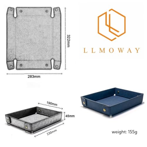 LLmoway PU Leather Valet Tray Nightstand Desk Organizer for Men Women Home Office Phone Watch Jewelry Glasses Keys Coins Storage - color: Dark Blue