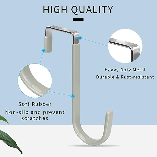 FYY Over The Door Hooks, 4 Pack Door Hangers Hooks with Rubber Prevent Scratches Heavy Duty Organizer Hooks for Living Room, Bathroom, Bedroom Hanging Clothes, Towels, Hats, Coats, Bags Grey - color: A Grey, size: Short, style: 4 Pack
