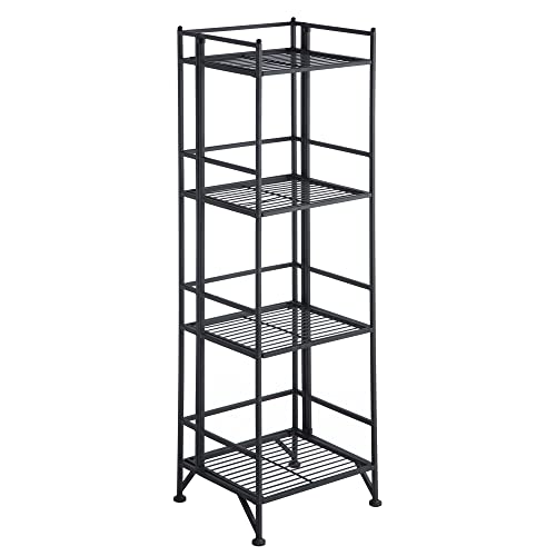 Convenience Concepts Xtra Storage 4 Tier Folding Metal Shelf, Black - color: Black