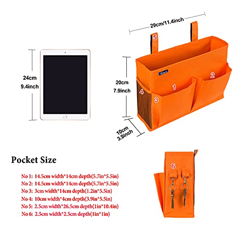 Surblue Caddy Hanging Organizer Bedside Storage Bag for Bunk and Hospital Beds, Orange, Small - color: Orange, size: Small