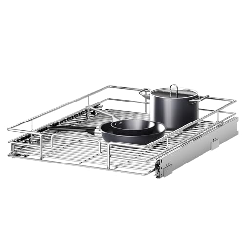 Pull Out Cabinet Organizer 16½" W x 21½" D, Heavy Duty Cabinet Pull Out Shelves, Slide Out Drawers Organization for Kitchen Cabinets Bathroom - color: 1 Tier, size: 16½"W x 21½"D