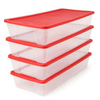 HOMZ 4-Pack Holiday Tote, Clear Plastic Storage Organizer Bins with Lids, 41 Quart, Red - Stackable Organizing Containers for Home, Garage, and Office - size: 41 QT (4 Pack)