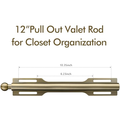 FIRJOY 12" Valet Rod for Closet Pull Out (1 Pack, Antique Brass) - color: Antique Brass, size: 1 Pack