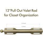 FIRJOY 12" Valet Rod for Closet Pull Out (1 Pack, Antique Brass) - color: Antique Brass, size: 1 Pack