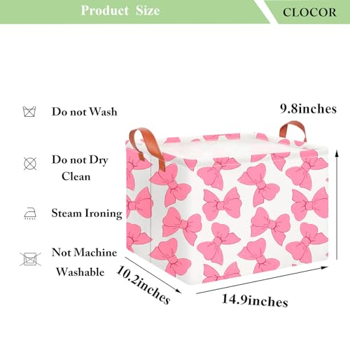 CLOCOR Rectangular Gift Basket Empty,Waterproof Storage Basket with Handles,Toys Bin,Books Box,Room Decor(Pink Bowknot) - color: Pink Bowknot