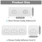 Shower Caddy Adhesive Replacement, Transparent Strong Adhesive Hooks, No Drilling, Waterproof, for Shower Caddy, Bathroom Storage Shelves and Kitchen Racks (Double*8pcs + Single*4pcs) - color: 8 Double + 4 Single