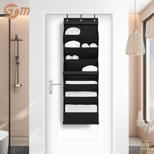 STORAGE MANIAC Over the Door Shoe Organizer with Curtain Dustproof Heavy-Duty Large Deep Pocket Hanging Shoe Organizer for Closet Dorm & Narrow Door Storage Shoe Holder Shoe Rack, 7-Shelf Black 1 Pack - color: Black, size: 7-Shelf