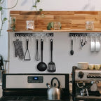 Cociat 2PCS Utensil Racks with 8 Hooks 17 Inch Kitchen Utensil Holders Hanging Utensil Rack Multifunctional (17 inch) - color: BLACK, size: 17 inch & 8 hooks