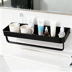 Bathroom Shelf with Towel Bar，Wall-Mounted Shower Storage Rack, 15.75 -Inch Suitable for bathrooms, Kitchens and Toilets，No Drill Bathroom Shelf