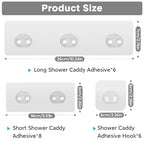 20 Pack Shower Caddy Adhesive Replacement, Transparent Strong Adhesive Hooks, No Drilling, Waterproof Wall Hooks for Shower Caddy, Bathroom Storage Shelves and Kitchen Racks - color: 6 Triple + 8 Double + 6 Single