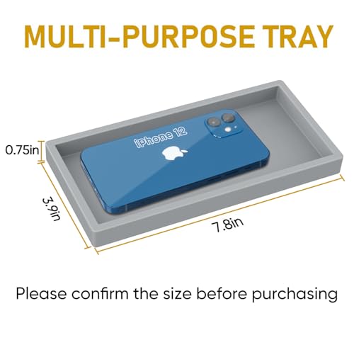 EG-SIPRO High-Grade Thickened Silicone Rectangle Bathroom Vanity Tray - Shatterproof Durable Soap Dispenser Tray for Countertop - color: Gray, size: Small-7.8*3.9 in