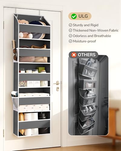 ULG Over the Door Organizer 2-Pack Door Hanging Organizer Closet Door Organizers and Storage for Clothes, Shoes, Toys Grey - color: Dark Grey, size: 2 Pack