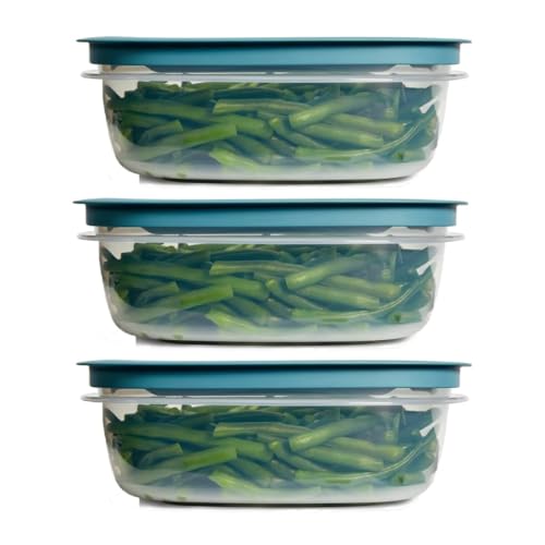 Rubber maid Storage Containers, Easy Find Lids, Teal, 9-cup, Flex & Seal, Leak Proof Lids, Food Storage Set, Clear Meal Prep Flex Containers, 3 Piece Set, Assortment - size: 9 Cup