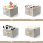 Storage Baskets, 11-Inch Woven Fabric Bins, Storage Cubes with Reinforced Handles, Organizer Bins for Closet Shelves, Foldable, for Toys, Clothes, Natural Beige (2PCS/Beige-11*11*7.8inch)