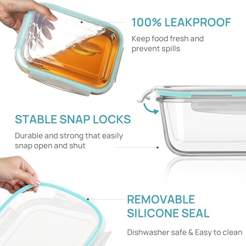 Vtopmart 122oz+50oz Large Glass Food Storage Containers with Airtight Lids, Big Glass Containers for Roasting Chicken, Baking Casseroles, Food Storage, Meal Prep, Fruits, Thanksgiving Meals, BPA-Free - size: 2pack 122oz+50oz