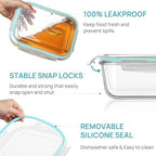 Vtopmart 122oz+50oz Large Glass Food Storage Containers with Airtight Lids, Big Glass Containers for Roasting Chicken, Baking Casseroles, Food Storage, Meal Prep, Fruits, Thanksgiving Meals, BPA-Free - size: 2pack 122oz+50oz