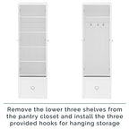 Crosley Furniture Harper 4-Piece Storage Cabinet, Shoe Rack Bench, and Wall Shelf Set with Coat Hooks, White