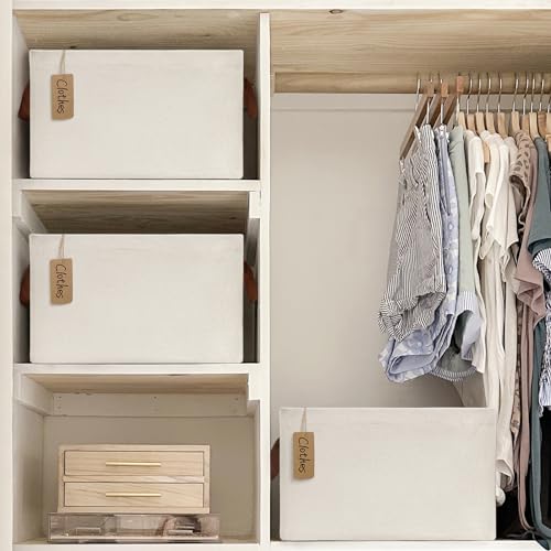 CHICVITA 2-Pack Large Storage Baskets for Shelves, Fabric Storage Bins with Metal Frame, Closet Organizers and Storage Boxes for Clothes Toy, Beige - color: Beige, size: 16 ¾" L x 11" W x 9 ¾" H