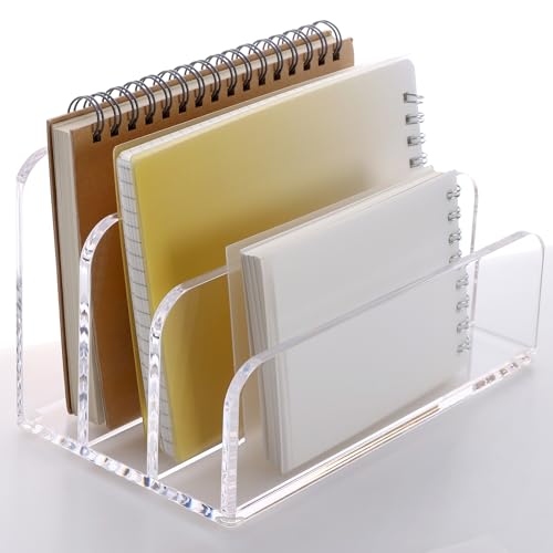 SANRUI 3 Compartments Mail Organizer Letter Holder for Desk ,Vertical Letter Holder,File Sorter Acrylic Desk Organizer Office Supplies,Clear - style: 3 Sections