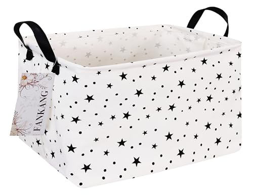 FANKANG Storage Basket,Nursery Hamper Canvas Laundry Basket Foldable with Waterproof PE Coating Storage, Office, Bedroom, Clothes,Toys (Rec-Star) - color: FK-Rec-Star