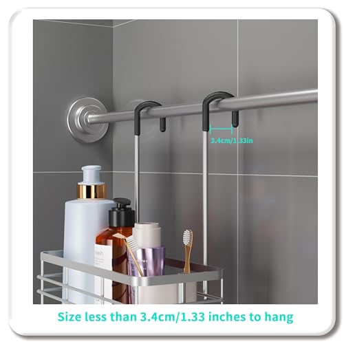 HapiRm Hanging Shower Caddy Organizer - No Drilling Shower Organizer with Hooks, Rustproof & Waterproof 304 Stainless Steel Bathroom Shelves - Silver (1 Basket) - color: Silver- 1 Basket