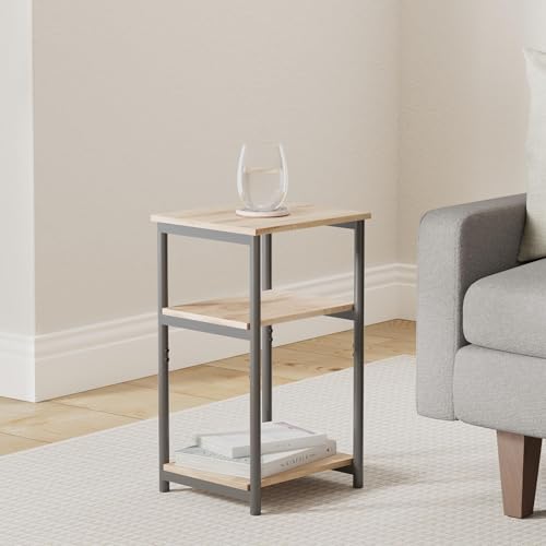 VASAGLE Side Table, Small End Table, Tall Nightstand for Living Room, Bedroom, Office, Bathroom, Camel Brown and Classic Black ULET273B50 - color: Camel Brown + Classic Black