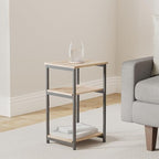 VASAGLE Side Table, Small End Table, Tall Nightstand for Living Room, Bedroom, Office, Bathroom, Camel Brown and Classic Black ULET273B50 - color: Camel Brown + Classic Black