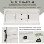 P PURLOVE Rustic Wood Entryway Bench with 2 Cabinets and 2 Drawers, Wood Shoe Bench with Removable Cushion for Hallway, Entryway - color: White, size: with 2 Drawers and 2 Cabinets
