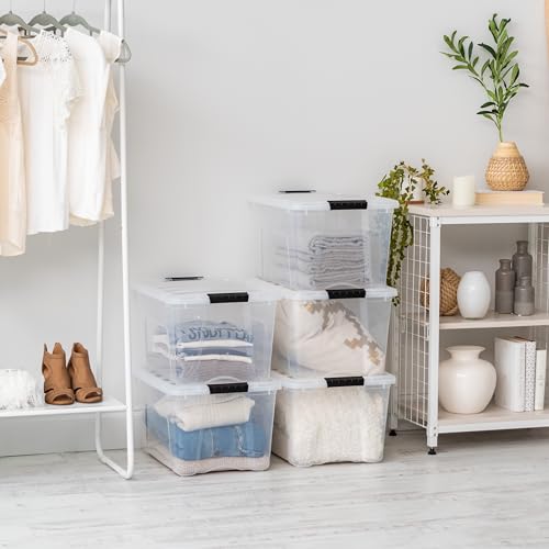 IRIS USA 40 QT Plastic Storage Box with Lid and Latches - 6 Pack - BPA-Free, See-Through Organizing Solution, Durable Nestable Stackable Containers, Secure Pull Handle - Clear - color: Clear, size: 40 Qt, style: 6 Pack