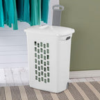 Sterilite 6-Pack Ultra Wheeled Hamper, Laundry Basket w/Flip-Top Lid & Retractable Handle - Plastic Rolling Clothes Storage Cart with Ventilated Holes for Home, Apartment or Dorm - size: 6 Pack