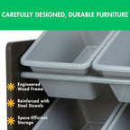 Humble Crew 9-Bin Toy Organizer – Sumatra Espresso/Grey Plastic Bins, 3-Tier Storage Solution for Kids' Playrooms and Nurseries - color: Espresso/Grey
