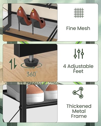 CHOEZON Shoe Rack, 2-Tier Shoe Rack for Closet, Metal Shoe Storage Organizer, Shoe Rack for Entryway, Shoe Shelf with Adjustable Feets, for Entryway, Hallway, Living Room, Bedroom, Black TXJ12BB - size: 30"L x 10.4"W x 15.4"H