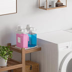 61OZ Laundry Detergent Dispenser Container, 2 Pack Liquid Laundry Dispenser, Plastic Detergent Dispensers for Laundry Powder/Fabric Softener with Tray 6 Labels, Clear - color: 2Pack 61OZ With Tray